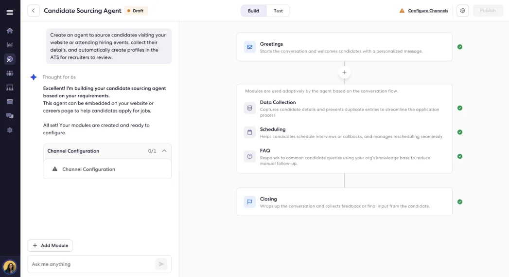 V3: only key modules shown, already configured, in the candidate sourcing agent